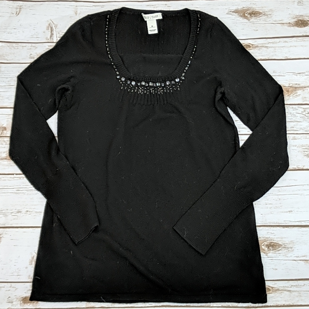 White House Black Market Jeweled Sweater M
